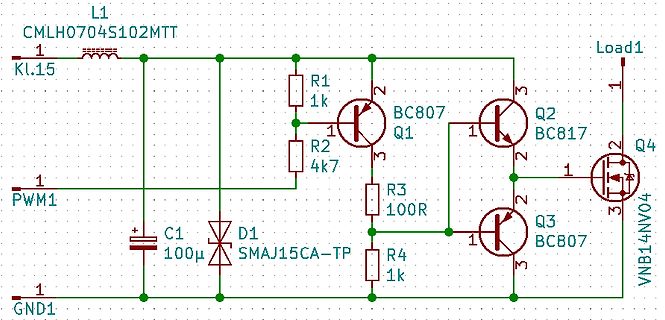 Schaltplan einer Transistor-Treiberstufe mit MOSFET