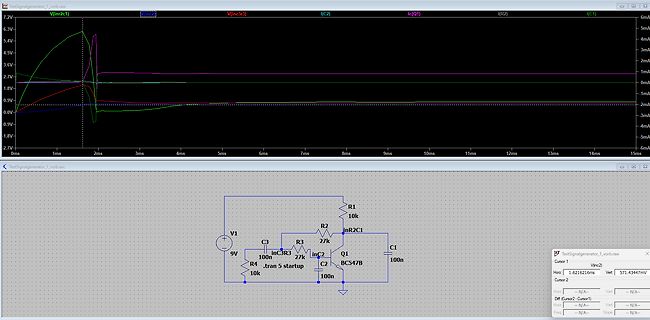 Simulation eines Schaltplans mit Oszilloskop-Kurven