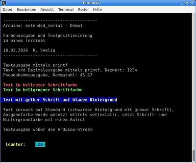 Terminal-Ausgabe eines Arduino-Programms mit Textformatierung