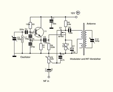 Schaltplan eines Oszillators und Modulators
