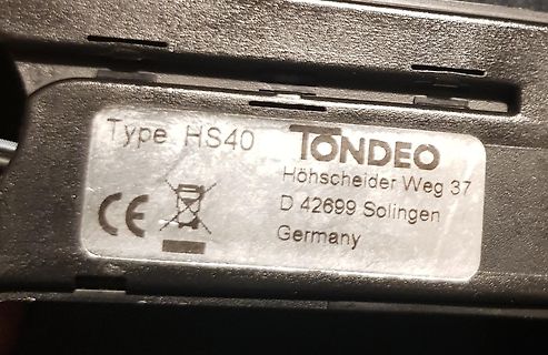 Typenschild eines Tondeo Geräts