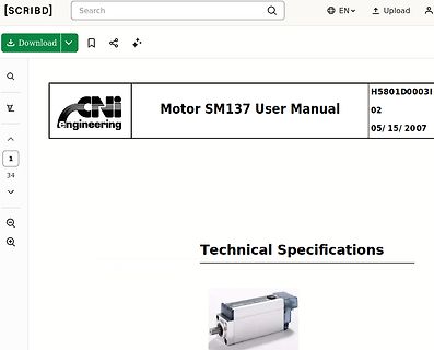 Screenshot eines User Manuals für einen Motor