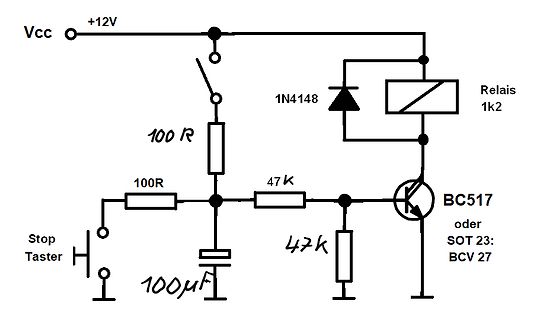 Schaltplan mit Relais und Transistor