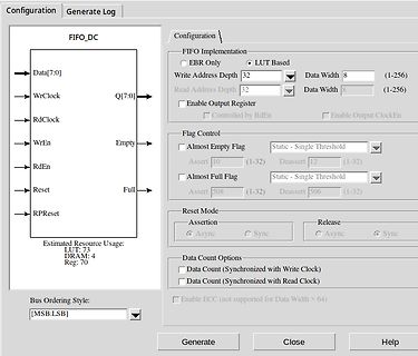 Konfigurationsfenster für FIFO_DC IP-Core