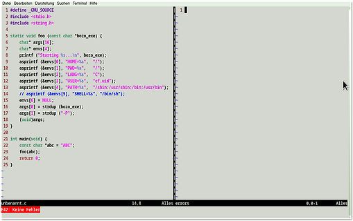 C-Quellcode in einem Texteditor