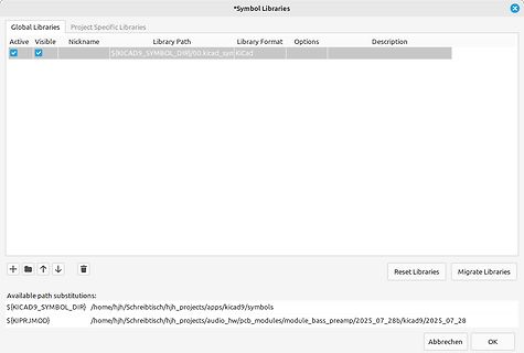 Einstellungen der Symbol-Bibliotheken in KiCad