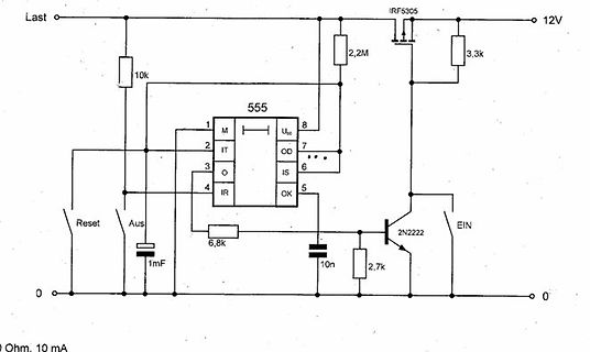 Schaltplan mit 555 Timer und MOSFET
