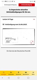 Screenshot einer Benachrichtigung der Deutschen Post
