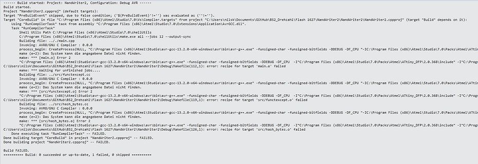 Fehlermeldungen eines Build-Prozesses in einer Entwicklungsumgebung
