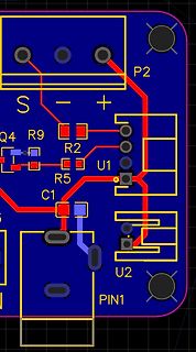 PCB-Layout Ausschnitt mit Bauteilbezeichnungen
