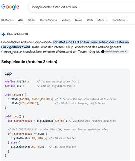 Google-Suchergebnisse für Arduino-Beispielcode