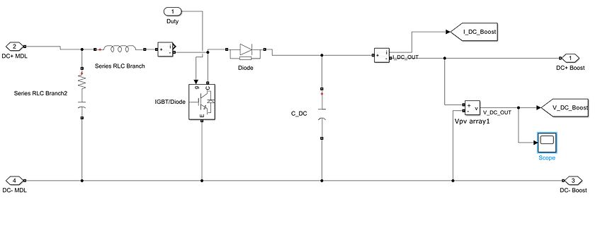 Simulationsschaltplan eines Boost-Konverters