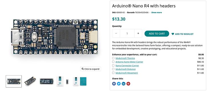 Webshop-Produktseite Arduino Nano R4