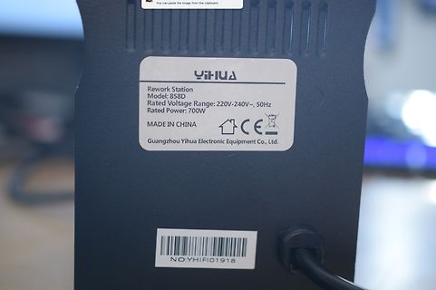 Typenschild einer Yihua Rework Station