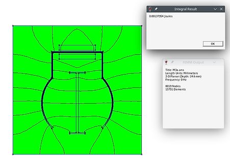 FEMM Simulationsergebnis einer magnetischen Feldverteilung