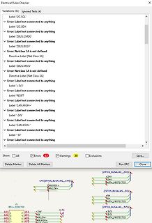 Electrical Rules Checker Fehlermeldungen in einer EDA-Software