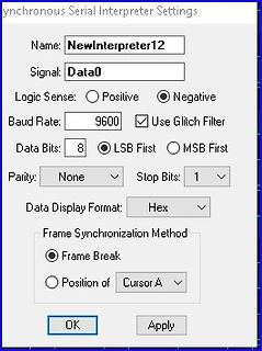 Einstellungen eines Synchronous Serial Interpreters