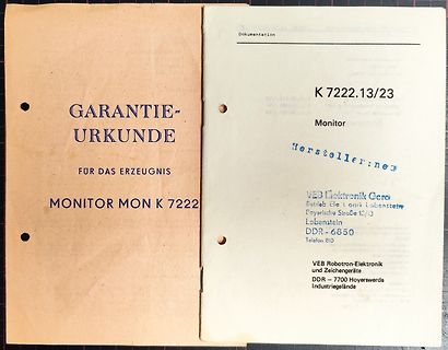Garantieurkunde für Monitor K 7222