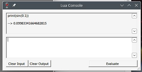 Screenshot einer Lua-Konsole
