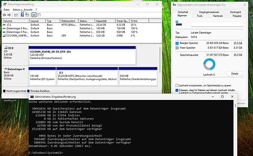 Windows Datenträgerverwaltung und Dateisystem-Informationen
