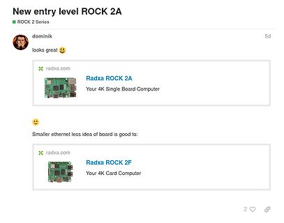 Screenshot eines Forenbeitrags über Radxa ROCK Single Board Computer