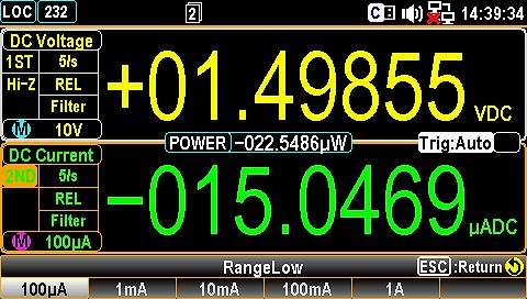 Messwerte eines Multimeters oder Messgeräts