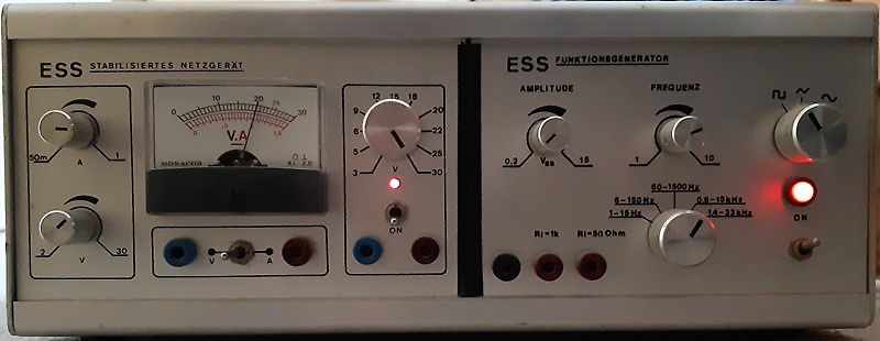 Stabilisiertes Netzgerät und Funktionsgenerator von ESS