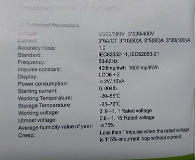 Technische Parameter eines Stromzählers