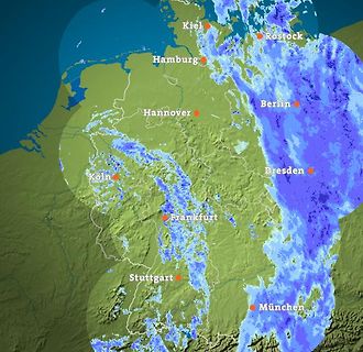 Karte von Deutschland mit Städten und Wetterdaten