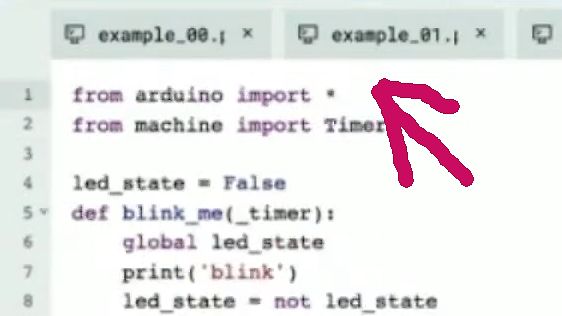Python-Code für MicroPython Blink-Funktion