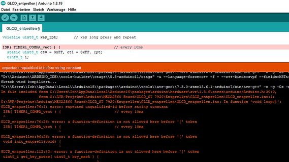 Arduino IDE Fehlermeldungen im Code