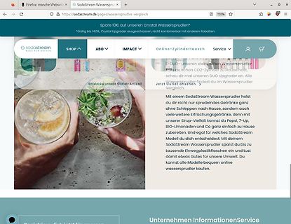 Screenshot der SodaStream Webseite