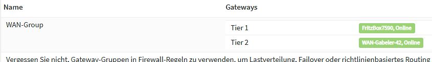 Software-Oberfläche für Gateway-Gruppen und Lastverteilung
