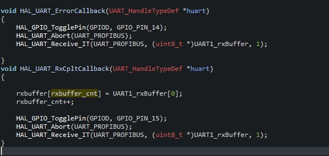 C-Code für STM32 HAL UART Callbacks
