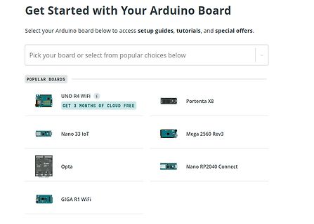 Arduino Board Auswahlmenü Website