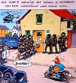 Comic über SEK-Razzia bei E-Motorradfahrer