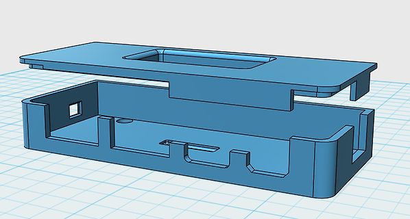 3D-Modell eines blauen Kunststoffgehäuses
