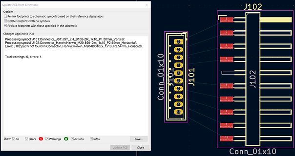 Fehlermeldung beim Update PCB aus dem Schaltplan