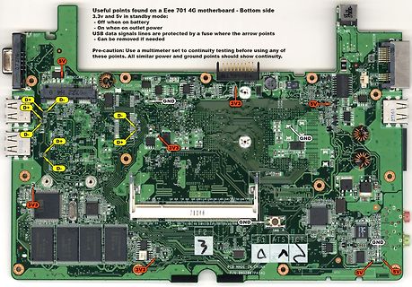 Eee 701 4G Motherboard mit Messpunkten