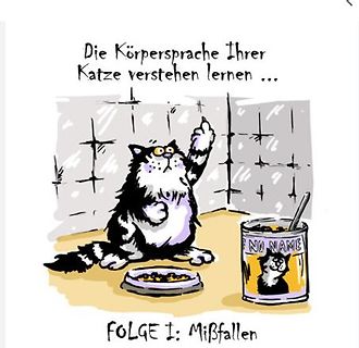 Comic von einer Katze mit Futternapf