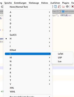 Dropdown-Menü einer Programmiersprachenauswahl