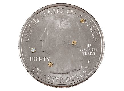 US-Quarter mit aufgesetzten Mikrochips