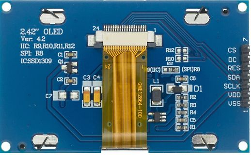 Blau bedruckte Leiterplatte mit OLED-Display-Anschluss