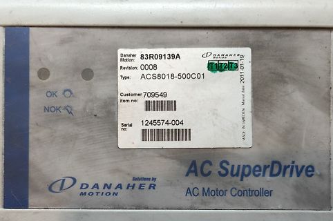 Typenschild eines Danaher AC SuperDrive Motor Controllers