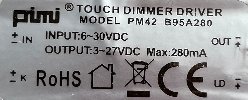 Aufdruck eines Touch Dimmer Drivers