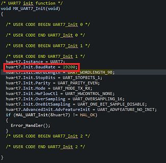 C-Code für UART7 Initialisierung