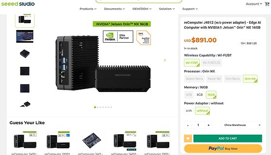 Produktseite eines reComputer J4012 Edge AI Computers