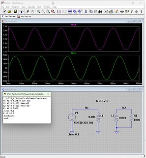 LTspice Simulation Schaltplan und Oszillogramm