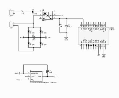 Schaltplan mit ESP8266 und Spannungsregler