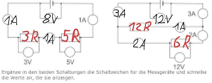 Zwei elektrische Schaltkreise mit Aufgabenstellung